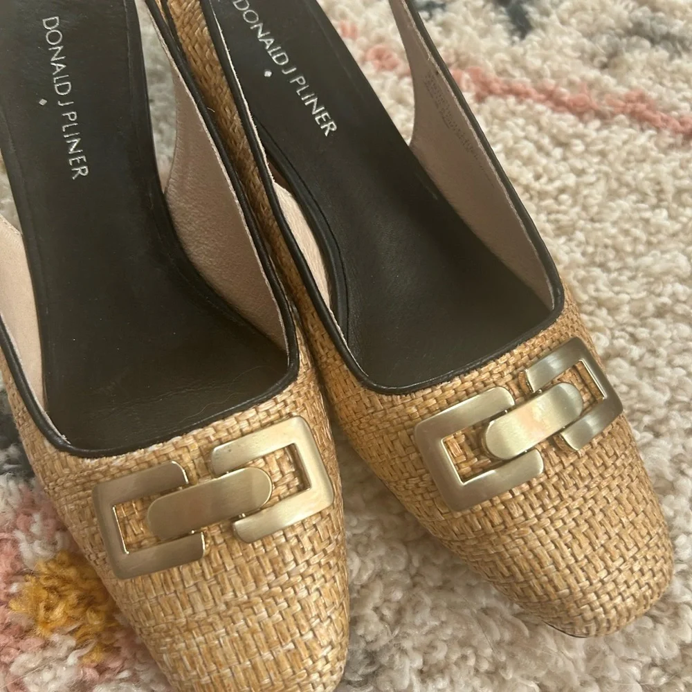 Donald J Pliner Natural‎ Selma Slingback Woven Rafia Pumps 7.5